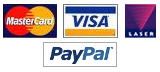 Mastercard, visa, laser, PayPal