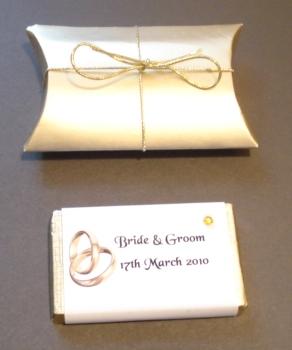 Gold Pillow Box with Gold Elasticated Bow
